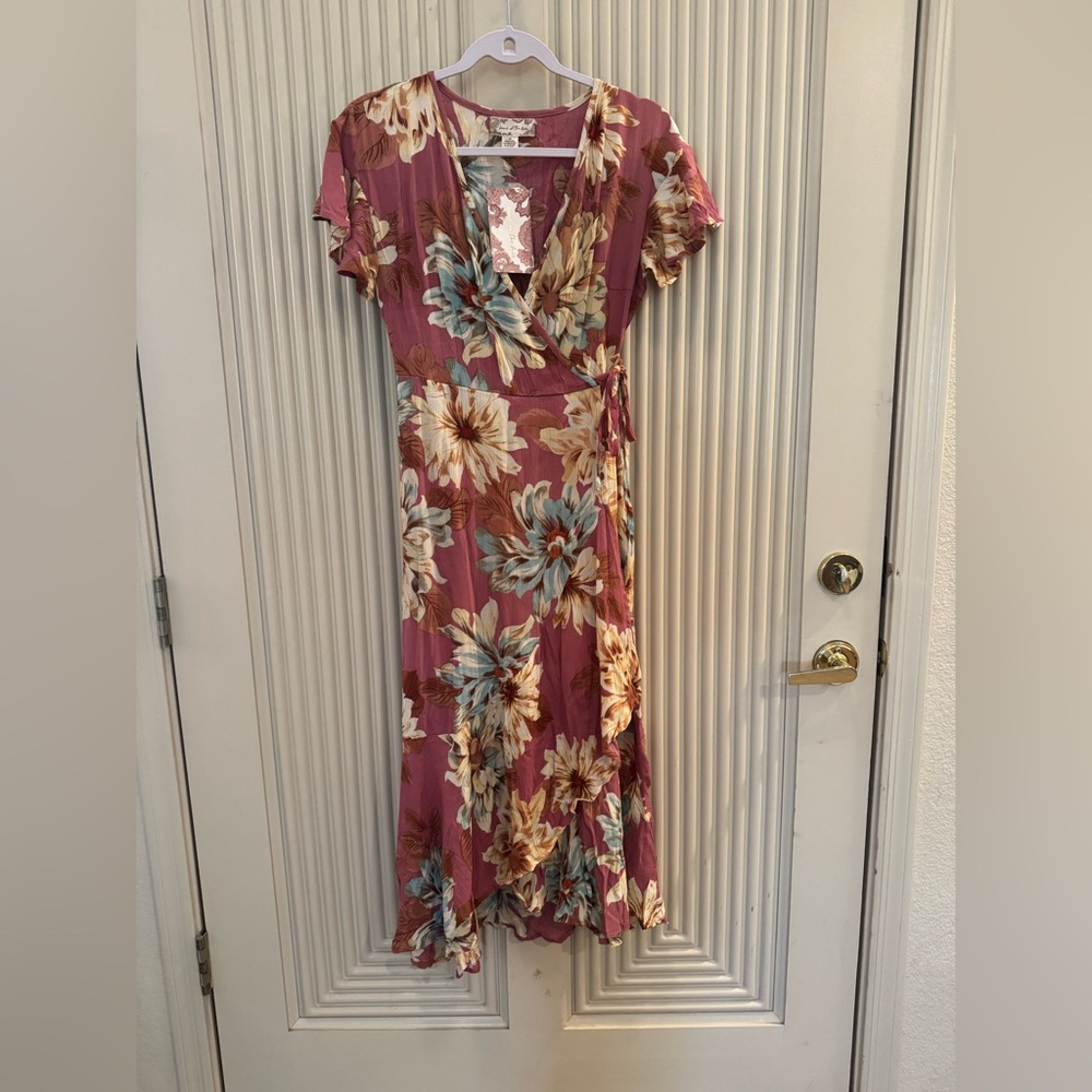 Floral High-Low Dress in Purple and Cream XS